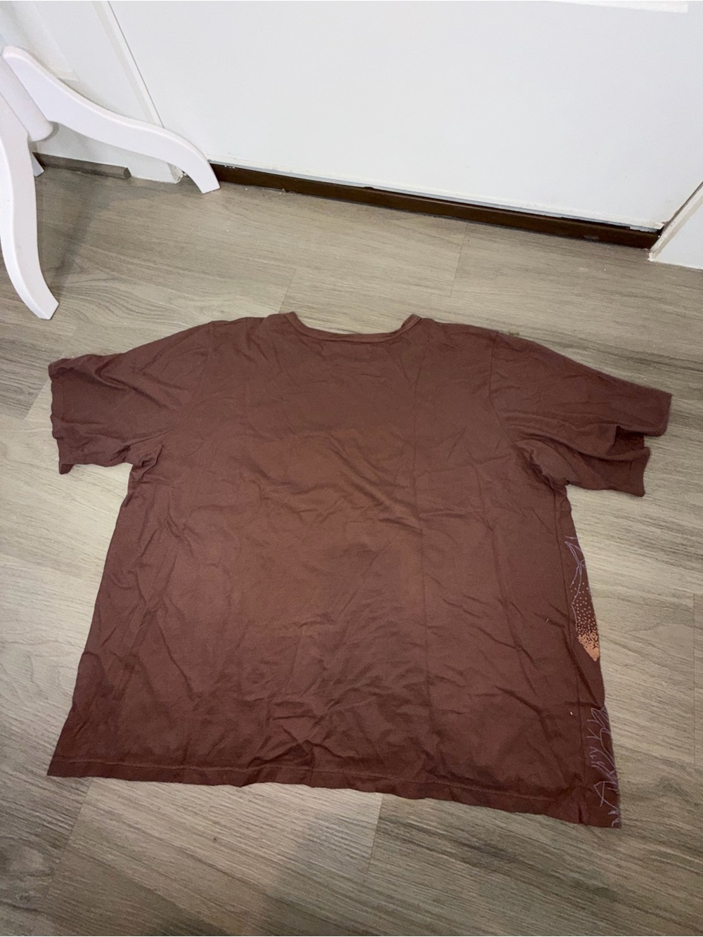 Blue Fish Brown Tee with Pastel Purple and Light Blue Skull Motif - Picture 4 of 8